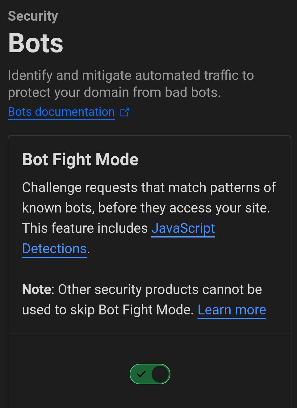 enable bot fight mode