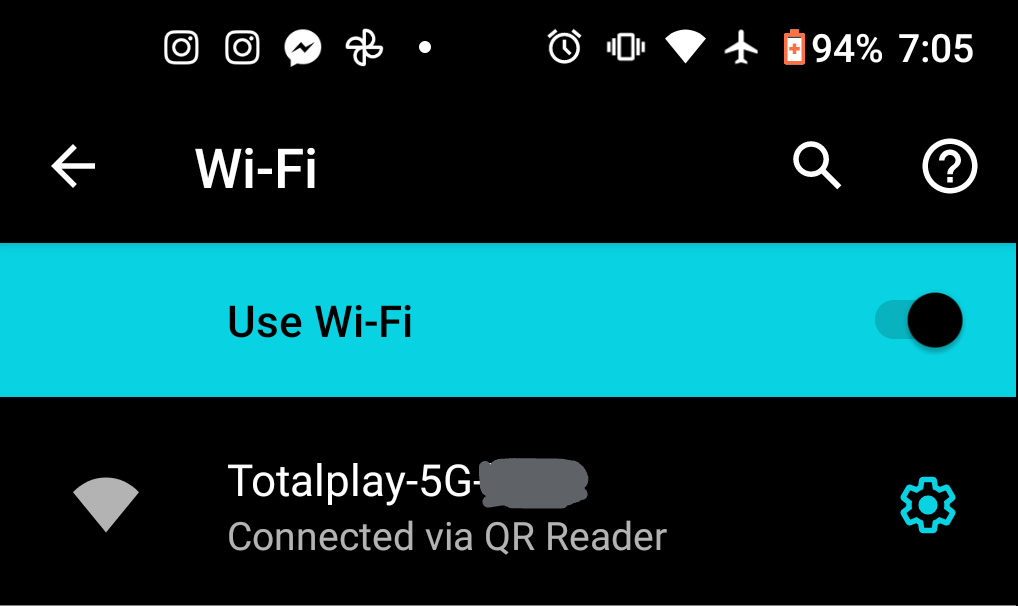 confirmation of wi-fi connection