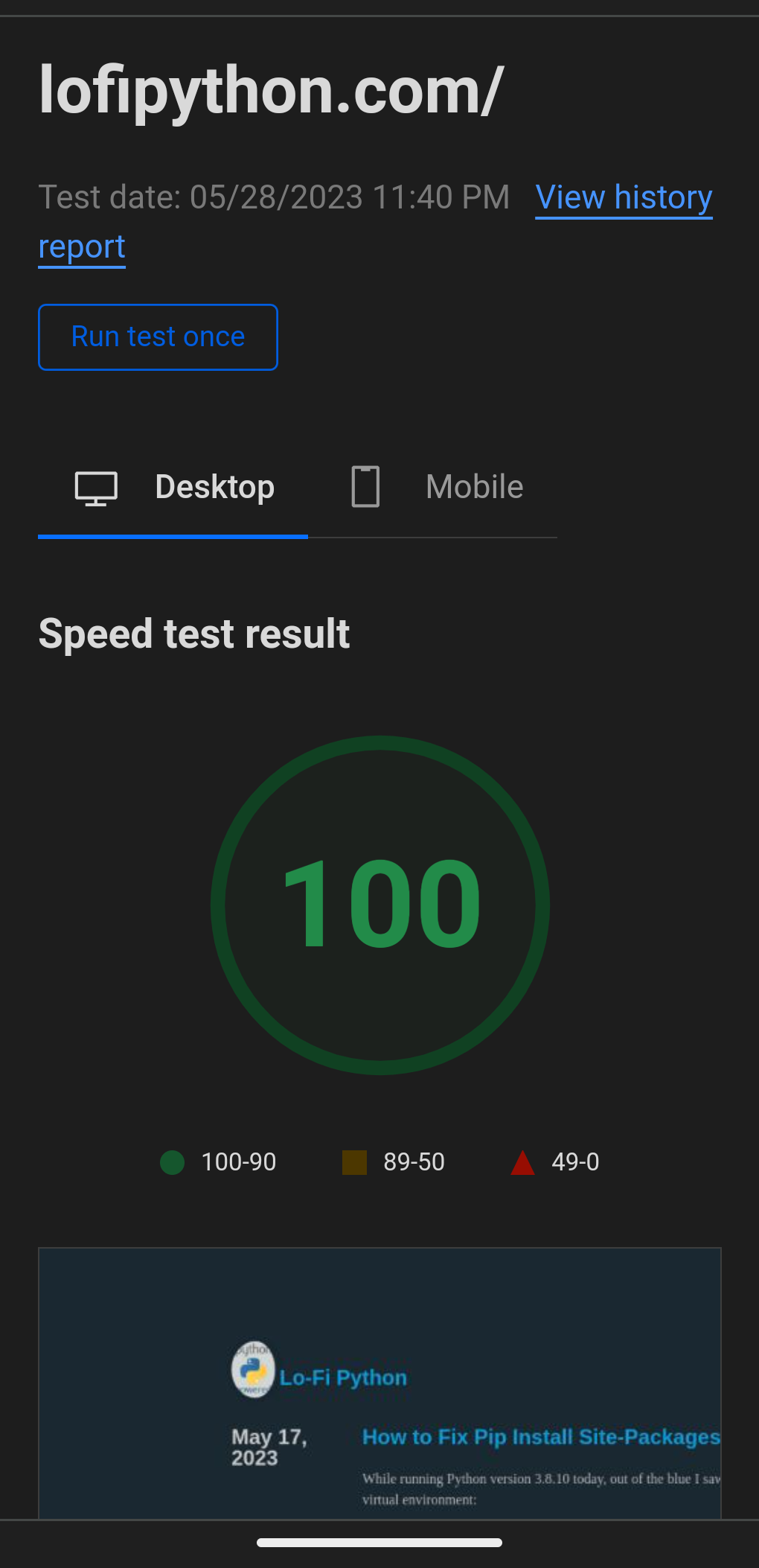 run a speed test on your blog